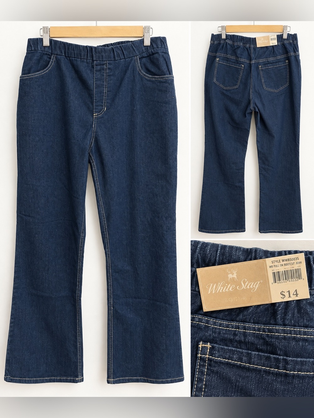 White Stag Pull-On Bootcut Jeans Dark Wash Size L 12-14